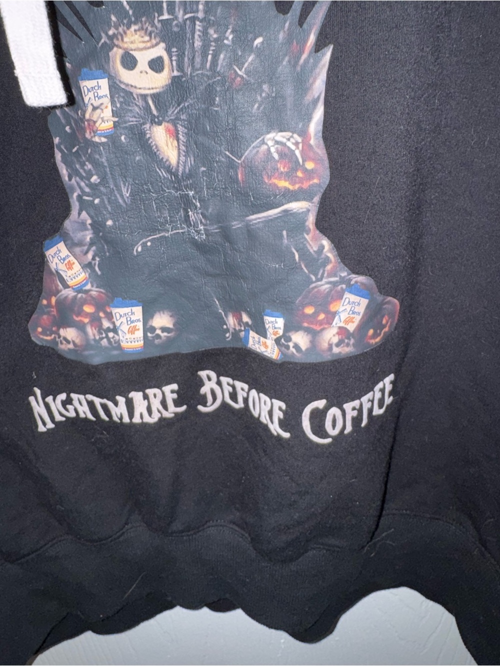 Dutch Bros Nightmare Before Coffee Fan Made Graphic Hoodie Black Size Large - Picture 5 of 8